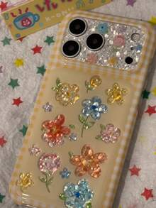 Colorful Floral Pattern Phone Case Compatible With Apple 18, 17 Pro Max, 16, 15, 14, 16 Pro, Full Coverage Protective Shell, Premium Fresh Creative Niche Fashion Style For Women - Multicolor - View 3