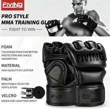 FIVING MMA Boxing Gloves PU Leather Shock Absorb Training Gloves For Sparring Muay Thai Kickboxing Punching Bag, With 4.5M Hand Wraps Included For Men Women Beginners Professionals - Multicolor - View 5