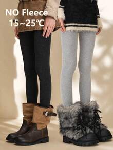 1 Pair Women's 120g Non-Fuzzy Solid Color Tights, Soft Elastic Autumn Leggings, 15-25℃ Daily Wear - Multicolor - View 1