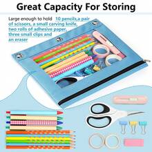 1pc Binder Pockets Binder Folders, Zipper Pouches, Pencil Pouch For 3 Ring Binder, Pencil Case Pouch With Clear Window For Class, School, Office, Mini Cosmetic Storage Bags, Portable Travel Pouch, School Supplies, Back To School - A - View 6