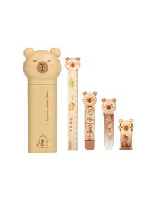 5pcs/Set Capybara-Shaped Stationery Ruler Set, Suitable For Studying, Writing, And Crafting; A Stylish And Portable Stationery Set,For The School - Camel - View 10