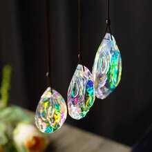 3PCS AB Teardrop Suncatcher Hanging Ornaments, Faceted Rainbow Prism Pendants For Window, Home, Car & Garden Decor - 3pcs Longan - View 7