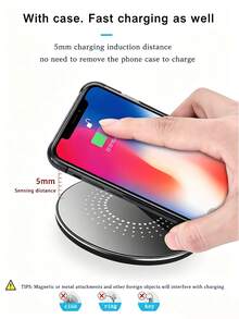 15W Wireless Charger, Compatible With IPhone 17/16/15/14/13/12 Pro/XS Max/Mini/X/X/XR, Inductive Fast Wireless Charging Pad, Compatible With Samsung Phones, Suitable For Office, Dorm And Home Use - Black - View 6