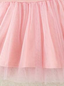 Autumn/Winter Baby Girl Cute Pink Ruffle Collar Tweed Jacket Set & Sweet Bow Short Jacket & Pink Bow Mesh Princess Strap Dress Party Outfit - Pink - View 6