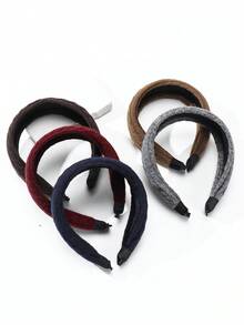1PC Women's Solid Color Autumn/Winter Knitted Cable Pattern Wide Headband, Versatile Hair Accessory For Daily Wear/Date/Commute - Multicolor - View 5