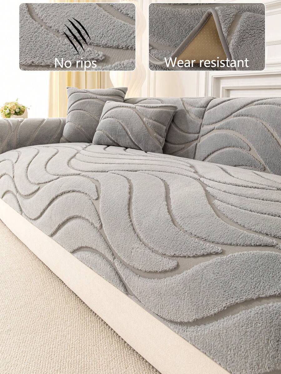 1 Stück Herbst/Winter Plüsch verdickter warmer bequemer Sofasitzbezug, Raumdekoration moderner minimalistischer rutschfester Sofakissenbezug, maschinenwaschbar handwaschbar Sofabezugstoff, frische Mode weich nicht verblassend nicht abwerfend Schlafzimmerdekoration haustierfreundlicher Schutzbezug, verstellbarer Ecksofa-Bezug geeignet für Schlafzimmer, Büro, Wohnzimmer Kombinationsmöbel, L-förmiges Sofa und 1234-Sitzer Sofa - Hellgrau - Übersicht 1
