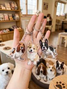 1pc Custom Pet Photo And Text Keychain, Personalized Dog Portrait Key Ring, Custom Pet Name Key Charm, Pet Lover Bag Pendant, Unique Pet Memorial Gift - Multicolor - View 3