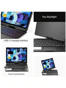 Keyboard Protective Case Compatible With Ipad Air 11/13 Inch (M3/2025/A16/11th/10th Gen) And Pro 11/12.9/13 Inch (M4/M2/6th/5th/4th Gen) And 10.9 Inch (3rd/2nd Gen) - Smart Wireless Multi-Touch Backlit Magnetic Detachable Keyboard - View 2