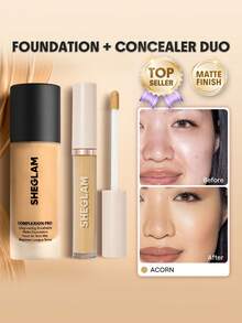 SHEGLAM [2Pcs] Complexion Pro Matte Foundation & Concealer Bundle Set - Acorn - View 1