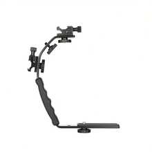 L-Shaped Camera Flash Bracket, Aluminum Alloy Bracket, 1/4 Inch Screw Tripod, Portable Dual Hot Shoe Handle Bracket, Suitable For Photography Studio Cameras, Easy-To-Use Extension Bracket - Black - View 5