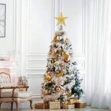 1pc Glitter Golden Star Christmas Tree Topper, Festive Indoor Holiday Decoration With Sparkling Metallic Design For Christmas Trees, Holiday Decor For Home & Xmas Tree - Multicolor - View 9