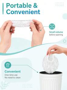 100pcs Disposable Shower Caps, Waterproof Elastic Shower Caps, Thickened Extra Large Elastic Shower Caps, Suitable For Bathing, Hair Care, Convenient To Carry, Suitable For Hair Dyeing And Beauty Salon - Multiple Styles - View 11