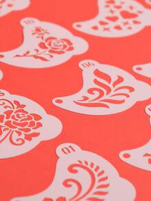 20PCS Temporary Tattoo Stencils, Floral Heart Pattern Reusable Flash Card Templates, DIY Hollow Face Eye Corner Graffiti Stencils, Adult Music Festival, Body Art Stencils - White - View 8