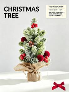 1 Set Of Mini Christmas Trees, 36cm Tall/14.1in, Perfect For Home And Tabletop Decorations. Features Red Berries And Pine Cones, Snowflakes, And Greenery. Suitable For Christmas Decorations, Table Decorations, Home Decor, And Room Decorations. - Multicolor - View 11