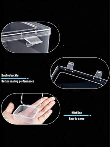 30pcs Multi-Purpose Transparent Plastic Storage Boxes, Mini Clear Storage Boxes, Includes 1 Large Storage Box With Hinged Lid, Rectangular Clear Craft Supplies Box, Suitable For Organizing Earrings, Rings, Jewelry, Crafts And Small Items, Stackable Storage Boxes. - Clear - View 5