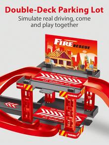 Children's Engineering Vehicle Double-Layer Track Parking Lot Toy Set, Durable Assembling Sliding Track, Includes Multiple Small Cars, Double-Layer 3D Parking Platform With Straight, Curved, And Arc-Shaped Sliding Tracks, Simulates Real-Life Scenarios, Can Be Freely Assembled And Built, Develops Children's Hands-On Assembly Skills And Spatial Imagination. Thickened Anti-Drop Plastic Material, Rounded Edges With No Burrs - Multicolor - View 1