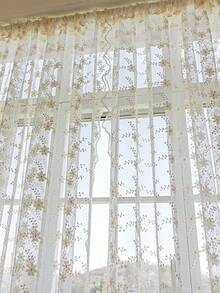1pc Beige Jacquard Small Floral Linen Material Rod Pocket Bohemian Multicolor Home Decor Curtain, Nordic Natural Style Home Curtain, Room Divider Curtain, Easy To Install Rod Pocket, Bedroom Curtain, Living Room Curtain, Kitchen Curtain, Suitable For All Seasons - Multicolor - View 6
