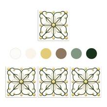 24Pcs 15x15cm Matte Green Yellow Art Nouveau Floral Tile Stickers,2D Self‑Adhesive PVC Wall Decals With Embossed Flower Pattern,Waterproof Oil‑Proof Decor For Kitchen Backsplash Bathroom Renovation - 15*15cm*24pcs - View 7