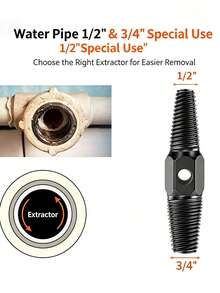Double‑End Broken Screw Extractor, 1/2" & 3/4" Water Pipe Bolt Remover Tool, High‑Hardness Steel Damaged Screw Stud Extractor For Household Plumbing Repair, Rusty Broken Pipe Fitting Removal Hand Tool - A - View 2