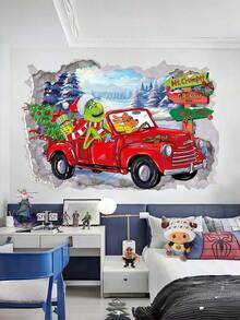 The Grinch The New Style Christmas Wall Decal, PVC Cartoon Movie Green Monster Wall Sticker - Multicolor - View 9
