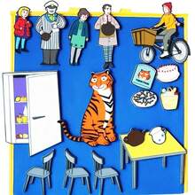 hoojojo 18Pcs Felt Storytelling Set, The Tiger Who Came To Tea Felt Story Board, Interactive Storytelling Props, Role-Playing Drama Activity Supplies, Reading Learning Teaching Aid, Classroom Interactive Game, Back-To-School Supplies - Multicolor - View 8