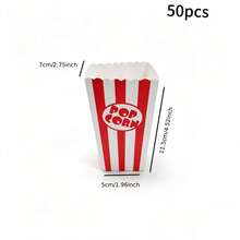1/15/25/35/50/100pcsPack Kotak Popcorn Bergaris Merah - Wadah Popcorn dan Permen Kertas Mini untuk Pesta Karnaval, Perlengkapan Pesta untuk Malam Menonton Film - View 12