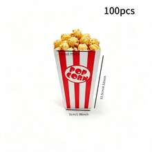 1/15/25/35/50/100pcsPack Kotak Popcorn Bergaris Merah - Wadah Popcorn dan Permen Kertas Mini untuk Pesta Karnaval, Perlengkapan Pesta untuk Malam Menonton Film - View 9