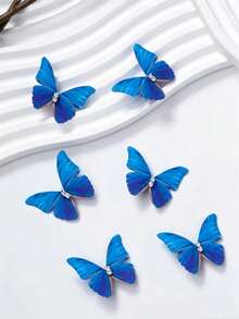 6pcs Translucent Butterfly Decorative Hair Clips - Blue - View 2