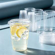 16oz/14oz Set Clear Cups With Lids, Durable Straight Lid Iced Drink Cups, Smoothie Cups, Suitable For Cold Drinks, Juices And Milkshakes - Halloween/Christmas/Birthday Party Essentials - Transparent - View 2