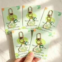 5 Gantungan Kunci Katak Lucu dengan Kartu Penyemangat, Liontin Katak, Hadiah Kecil Unik yang Sempurna untuk Teman dan Keluarga, Dekorasi Gantungan Tas - MultiWarna - View 8