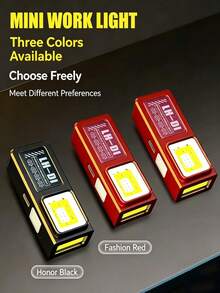 2/1 buah Lampu Kerja COB Magnetik, Senter Mini Isi Ulang USB-C, Senter Saku Bebas Genggam dengan Klip Belakang, Lampu Peringatan Merah Biru untuk Berkemah di Luar Ruangan dan Perbaikan Mobil - Senter lampu kerja mini - View 2