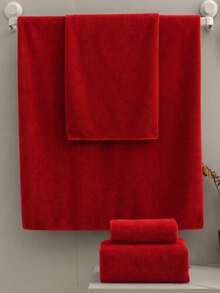 1pc/3pcs Optional Solid Color Christmas Style Towel Bath Towel Set, High Absorbency Soft Thick Towel, Home Bathroom Machine Washable Bath Towel - Multicolor - View 10