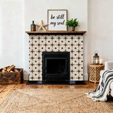 2D Matte Vintage Brown Floral Tile Stickers 24Pcs 15x15cm Self‑Adhesive Removable Wall Decal,Waterproof PVC Decor For Rental Apartment Kitchen DIY Renovation - 15*15cm*24pcs - View 4