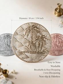 6-24pcs Coconut Tree Wave Hollow Coasters, Luxury Style PVC Round Heat-Insulating Non-Slip Coasters Suitable For Dining Table, Afternoon Tea, Home Party - Multicolor - View 3