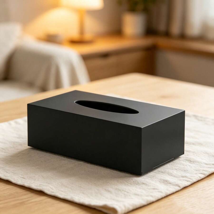 Matte Black Stainless Steel Tissue Box, Practical Dispenser For Facial Tissues For The Dining Table And Bathroom - Black - View 1