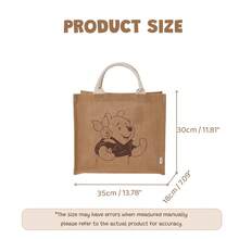 Miniso Disney Winnie The Pooh Jute Tote Bag, Cartoon Print Reusable Handbag, Large Capacity Lunch Bag, Suitable For Daily Use, Picnic And Travel - View 5