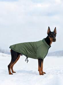1 buah Pakaian Anjing Tebal Hangat Musim Dingin, Jaket Musim Dingin untuk Anjing, Pakaian Dua Kaki Cocok untuk Anjing Sedang dan Besar, Pakaian Natal Hewan Peliharaan - Dark Green - View 5