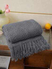 Solid Color Knitted Blanket, Nordic Style Rectangular Office Nap Sofa Blanket, Air Conditioning Blanket, Knitted Small Blanket, Throw Blanket - Dark Grey - View 4