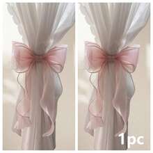 French Style Bowknot Curtain Tieback, Sheer Satin Ribbon Curtain Rope, Multi-Color No-Drill Curtain Tie, Suitable For Semi-Transparent And Regular Curtains, For Bedroom, Living Room, Romantic Home Decor - Multicolor - View 15