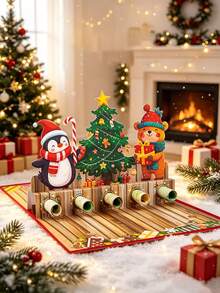 Personalized Custom 3D Pop-Up Christmas Card, Christmas Tree, 3D Greeting Card, Featuring Snowy Village And Christmas Tree, Merry Christmas Card Suitable For Women, Men, Mothers, Fathers, Daughters, Sisters, Wives, Friends And Family - Single Piece - View 3