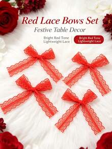20pcs/Lots 8*11cm Multicolor Lace Bows, Decorative Hollow Lace Ribbon Bows, Soft Handmade Bow Ornaments For Gift Wrapping, Wedding, Party, DIY Craft, Hair Accessories Decoration - Lace Bow - View 22