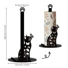 2D Design Cute Black Cat Butterfly Paper Towel Holder, Kitchen Countertop Roll Paper Storage Rack, Cat Lover Decor, Vintage Farmhouse Style Bathroom Standing Paper Towel Rack, Creative Animal Silhouette Design, High-Value Home Storage Rack, 2D Flat - Multicolor - View 9