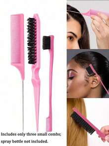 7/4/1pc Pink Hair Styling Tool Set, Suitable For Girls Braiding Hairstyles, Salon Beauty Essential, Back To School, Vacation And Travel Must-Have - Multicolor - View 13