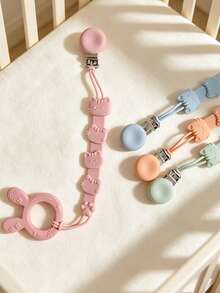 1/2pcs Baby Cat Anti-Loss Lanyard, Suitable For Baby Bottles, Pacifiers, Teethers, Toys, Silicone Anti-Drop Chain With Clip, Portable Cute Cat Silicone Clip Anti-Drop Chain - Multicolor - View 6