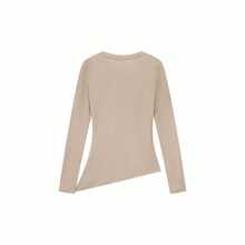 Casual Versatile Asymmetrical Hem Knit Inner Layer T-Shirt Top For Women, Autumn/Winter - Khaki - View 6