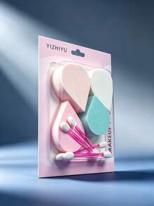 Multi‑Shape Makeup Sponge Puff Kit With Cosmetic Swabs Soft Blending Foundation Beauty Tools, Random Color - Multicolor - View 3