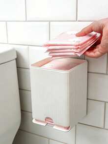 1pc Wall-Mounted Sanitary Napkin Storage Box, Suitable For Home Bathroom, Dust-Proof And Moisture-Proof, With Lid Design, Can Store Sanitary Napkins, Essential For Bathroom Decoration And Storage, Also Suitable For School - Multicolor - View 5