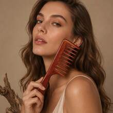 Wide-Tooth Red Sandalwood Comb, Anti-Static Wooden Comb, Long Hair Massage Wooden Comb, Perfect For Curly, Straight, And Long Hair - Multiple Styles - View 6