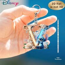 Disney Stitch Letter Embroidered Keychain, 26 'A-Z' Floral Cartoon Patterns, Acrylic Pendant With Chain, Suitable For Bags, Keys And Car Keys, Travel Accessory Gift, Cute Floral Keychain Design, Smooth Surface, Keychain, Decorative Keychain, Cartoon Keychain, Christmas Gift, Fan Gift, 2D Flat Gift, Holiday Gift, Home Decor - Multicolor - View 31