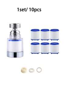 Kitchen Faucet Tap Water Purifier Filter, 1 Set/10‑Pack, 1 Short Swivel Boost Anti‑Splash Head, 3 Spare Thread Gaskets, 6 Replacement Filter Cartridges - View 10